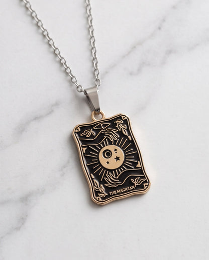 Gold "The Magician" Tarot Card Pendant Necklace