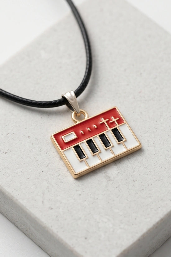 Gold and Red Synthesizer Keyboard Necklace