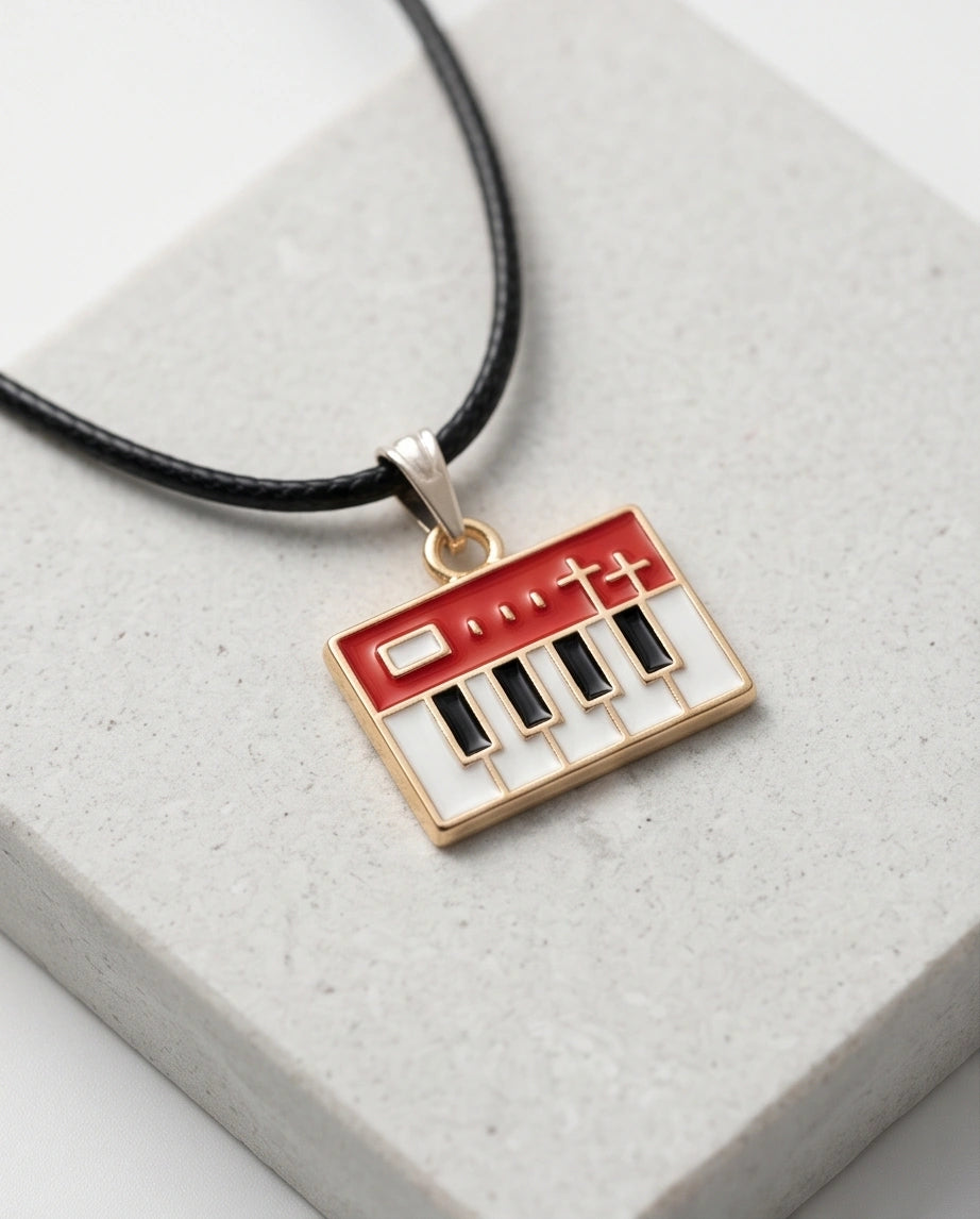 Gold and Red Synthesizer Keyboard Necklace