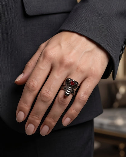 Ruby-Set Sculpted Cobra Ring