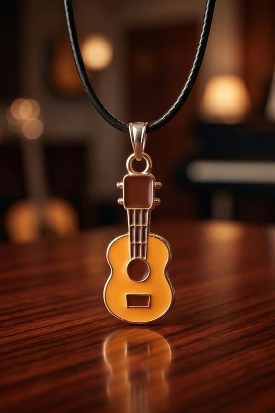 Gold and Yellow Acoustic Guitar Necklace