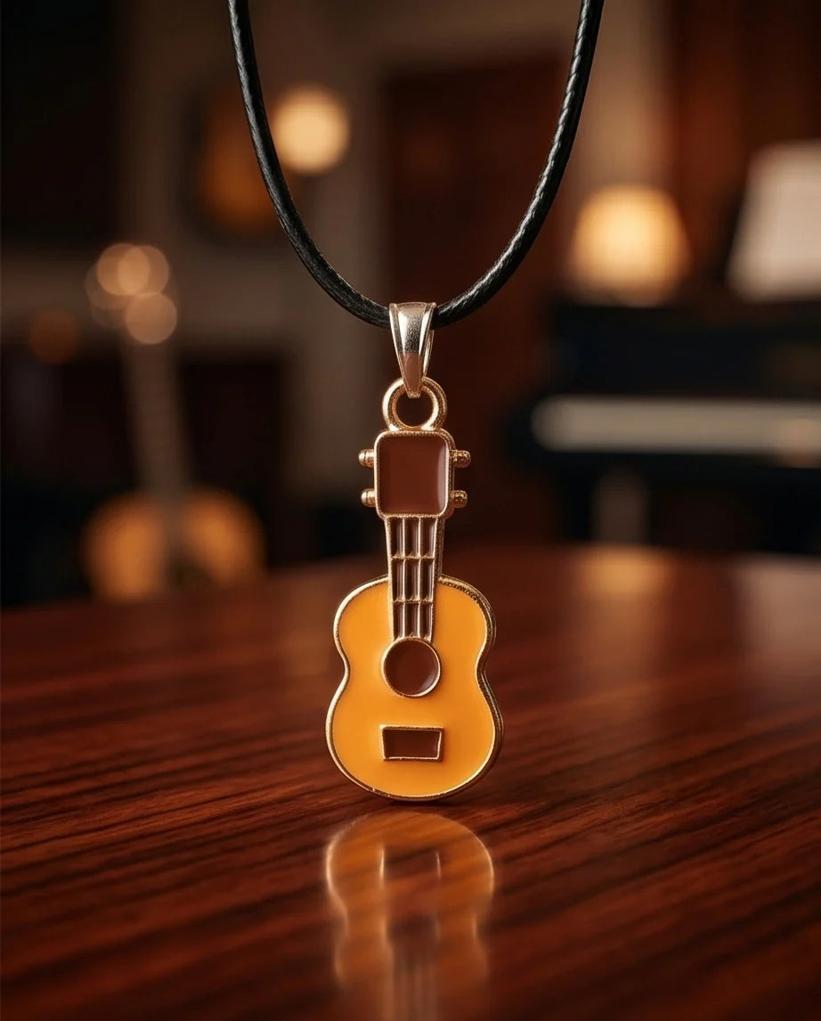 Gold and Yellow Acoustic Guitar Necklace