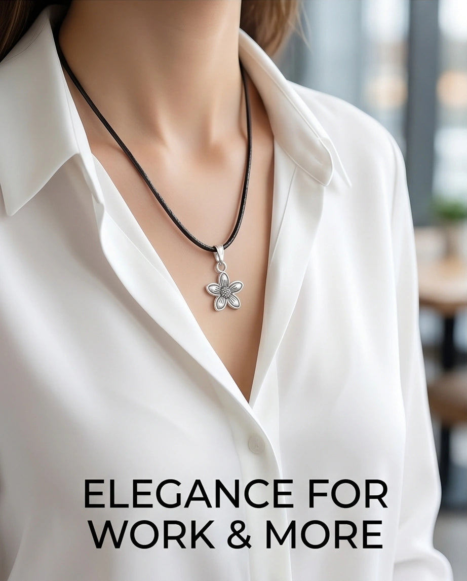 Silver Retro Five-Petal Blossom Necklace