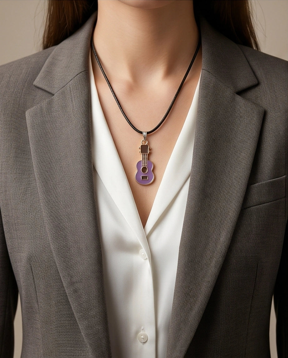 Gold and Purple Acoustic Guitar Necklace