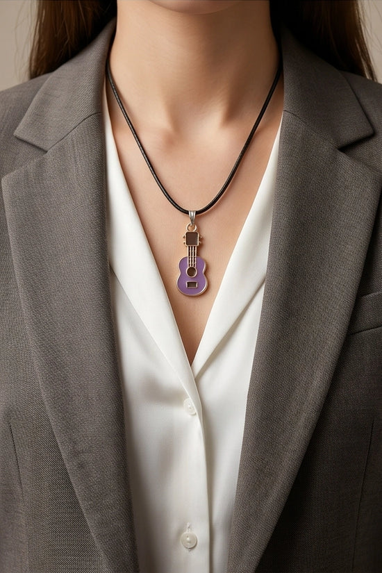 Gold and Purple Acoustic Guitar Necklace