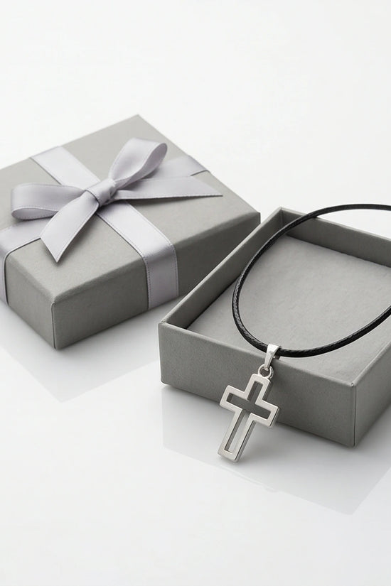 Silver Open Cross Pendant Necklace
