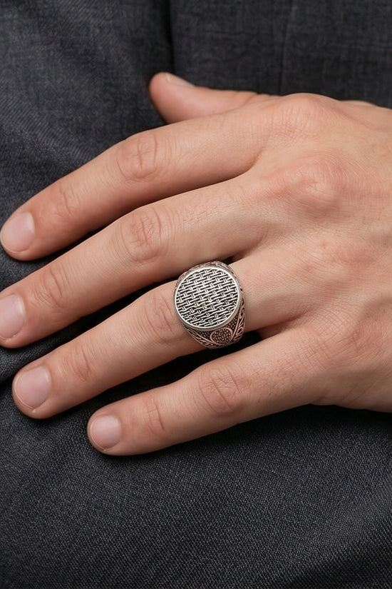 Vintage Sterling Silver Woven Basketweave Signet Ring