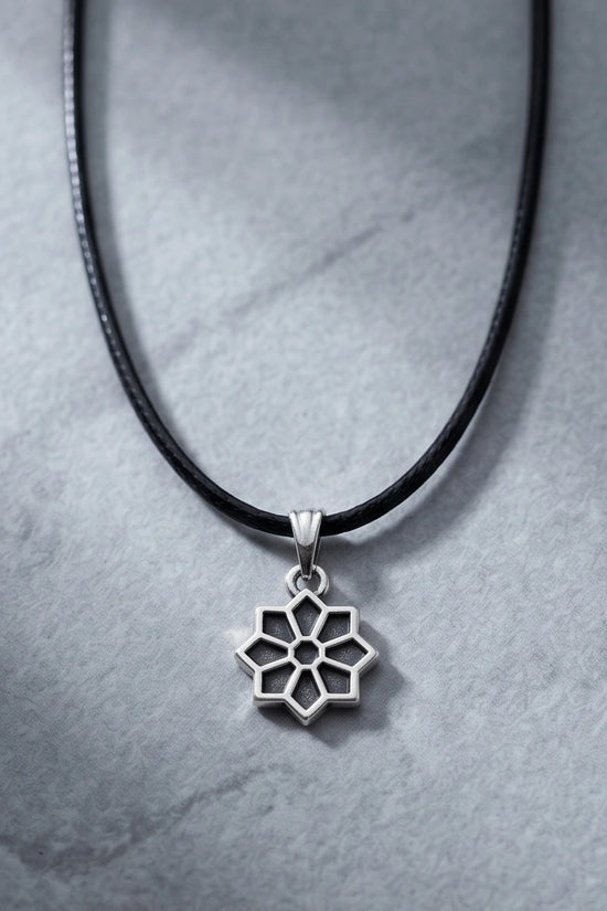 Silver Geometric Eight-Point Star Necklace