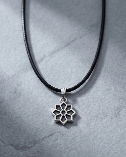 Silver Geometric Eight-Point Star Necklace
