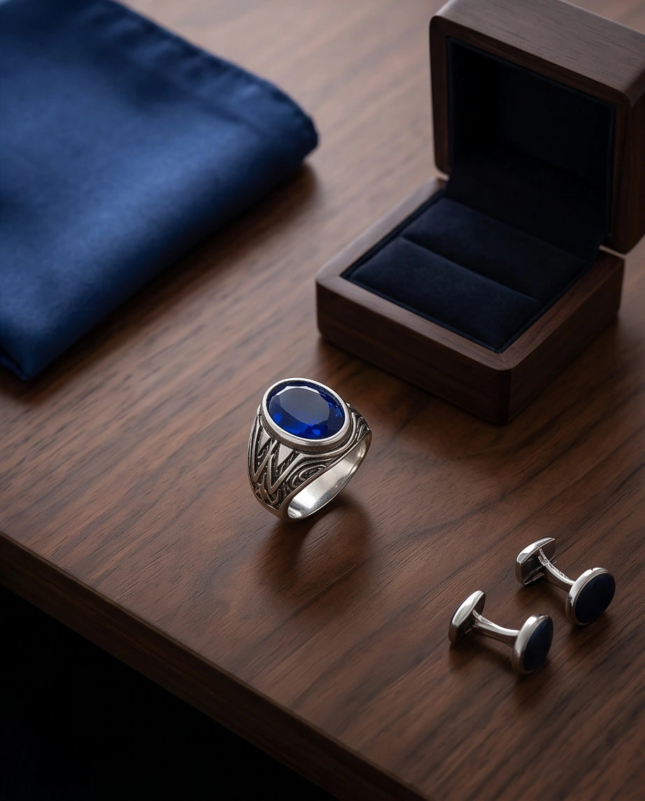 Imperial Sapphire Vertex Silver Ring