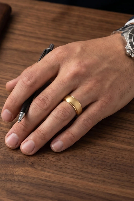 Classic Brushed Gold Band Ring