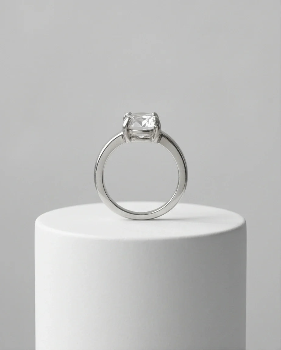 Sterling Silver Oval-Cut Moissanite Solitaire Ring