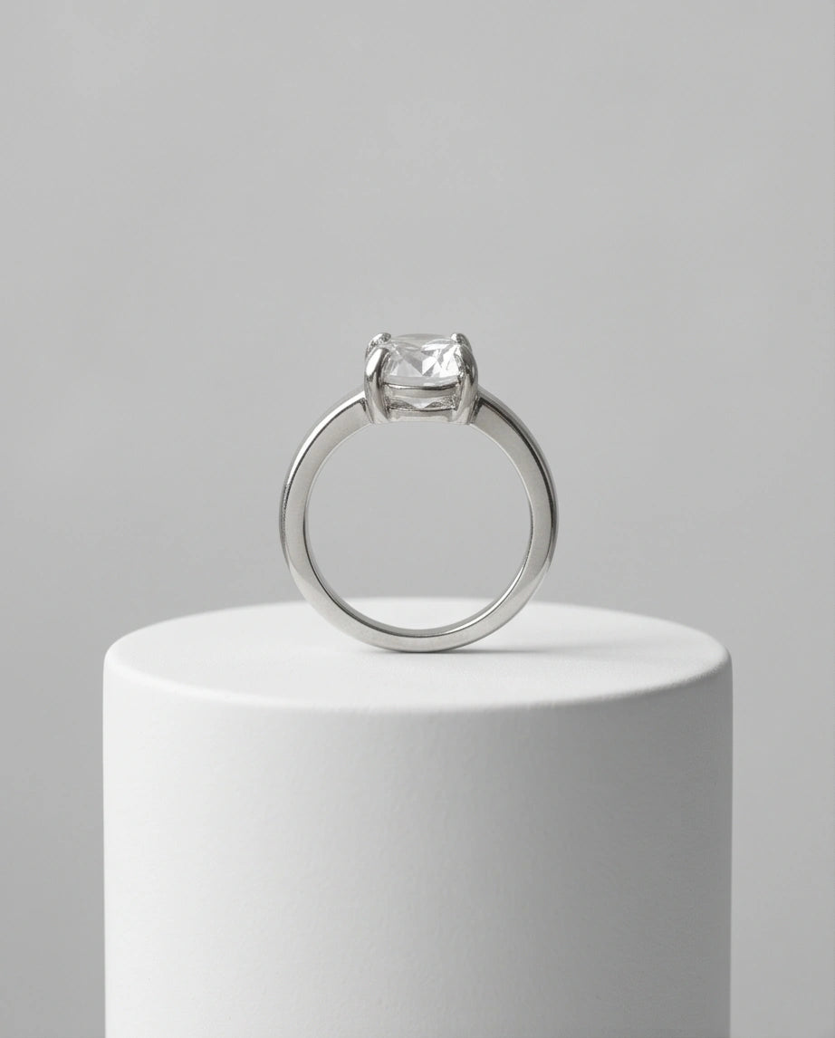 Sterling Silver Oval-Cut Moissanite Solitaire Ring