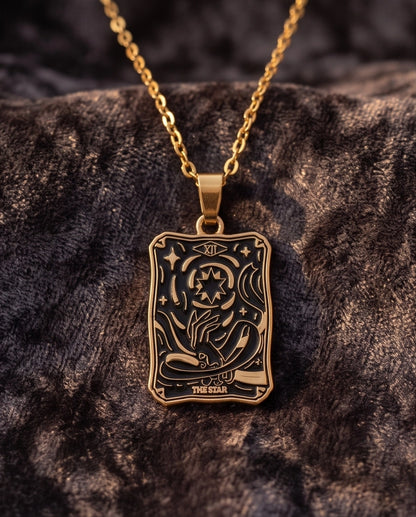 Gold "The Star" Tarot Card Pendant Necklace