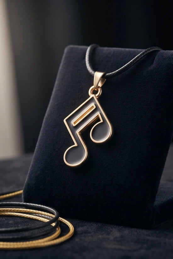 Gold and Black Sixteenth Note Necklace