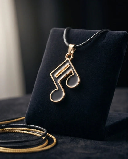 Gold and Black Sixteenth Note Necklace