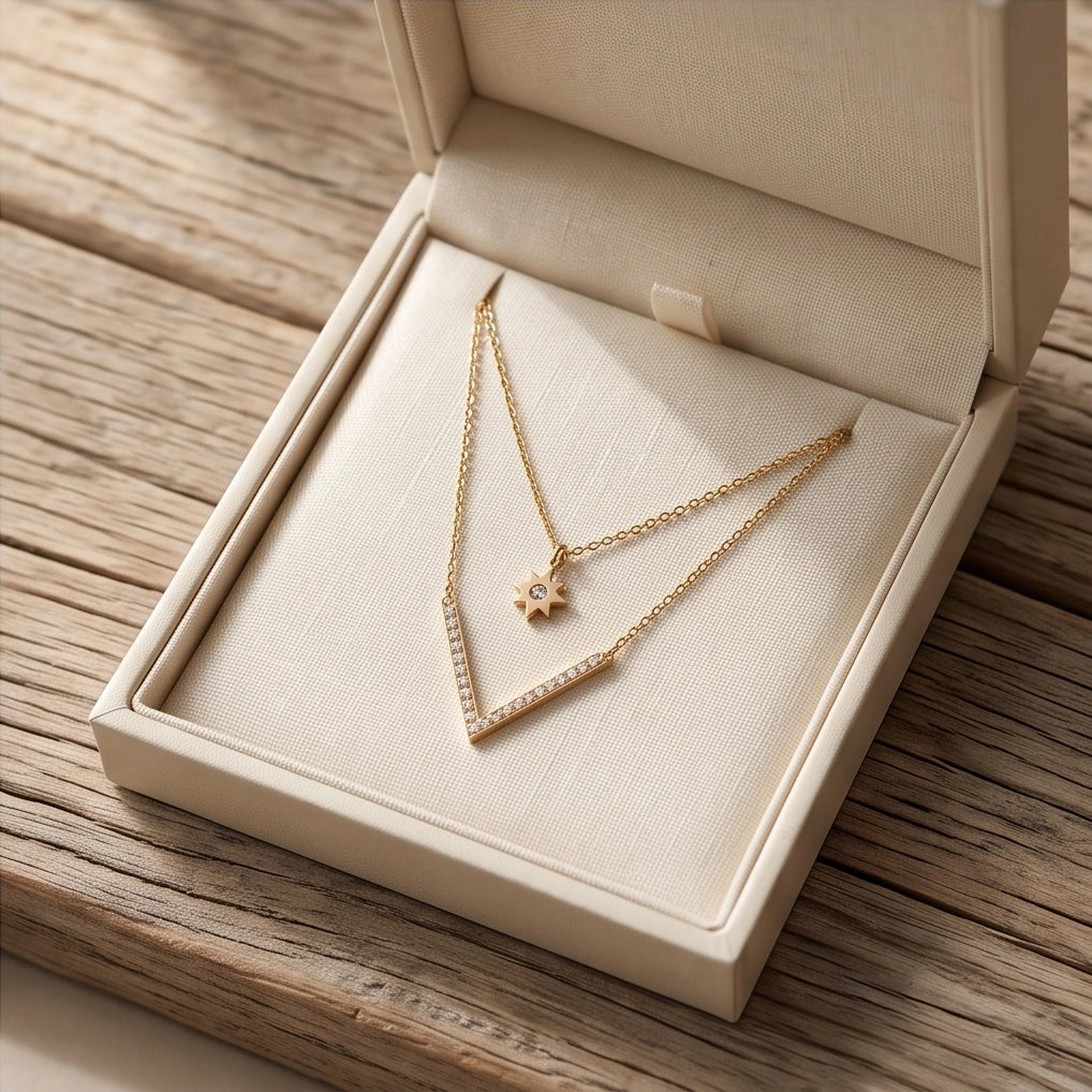 Gold Layered Star & V-Bar Necklace