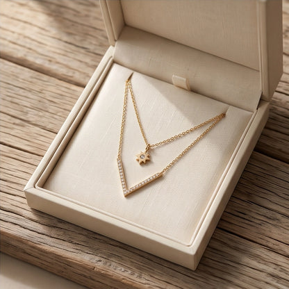 Gold Layered Star & V-Bar Necklace