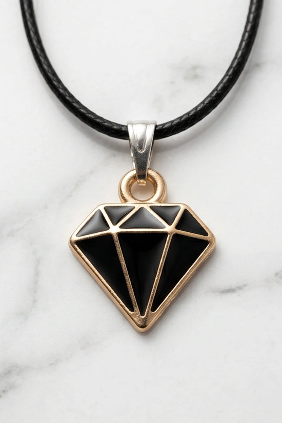 Gold and Black Geometric Diamond Necklace