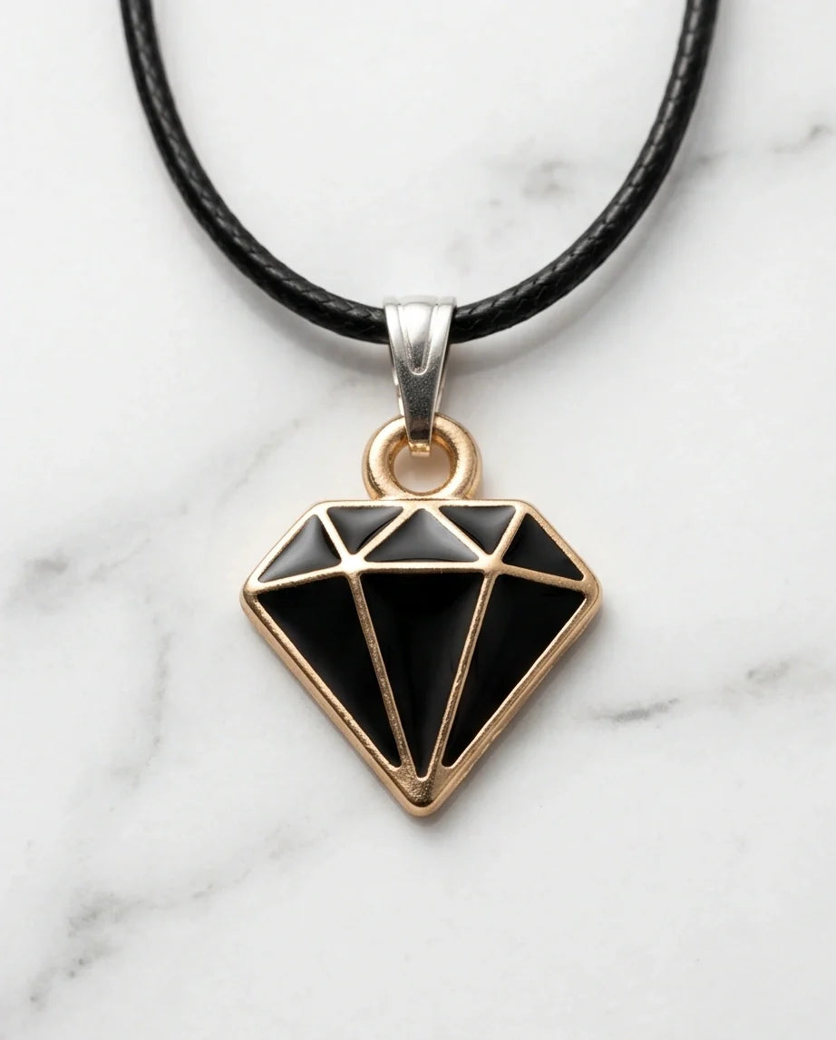 Gold and Black Geometric Diamond Necklace