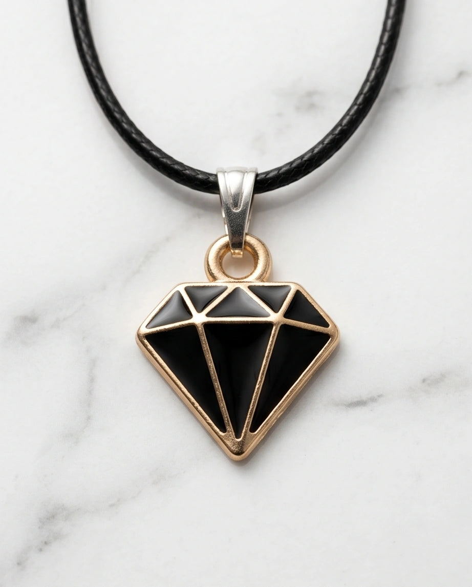 Gold and Black Geometric Diamond Necklace