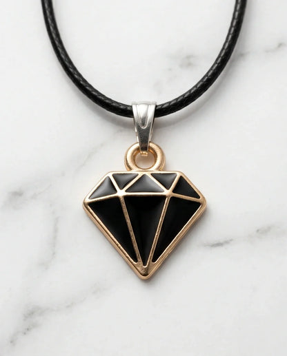 Gold and Black Geometric Diamond Necklace