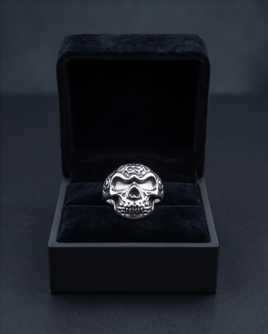 Tribal Cranium Engraved Skull Ring