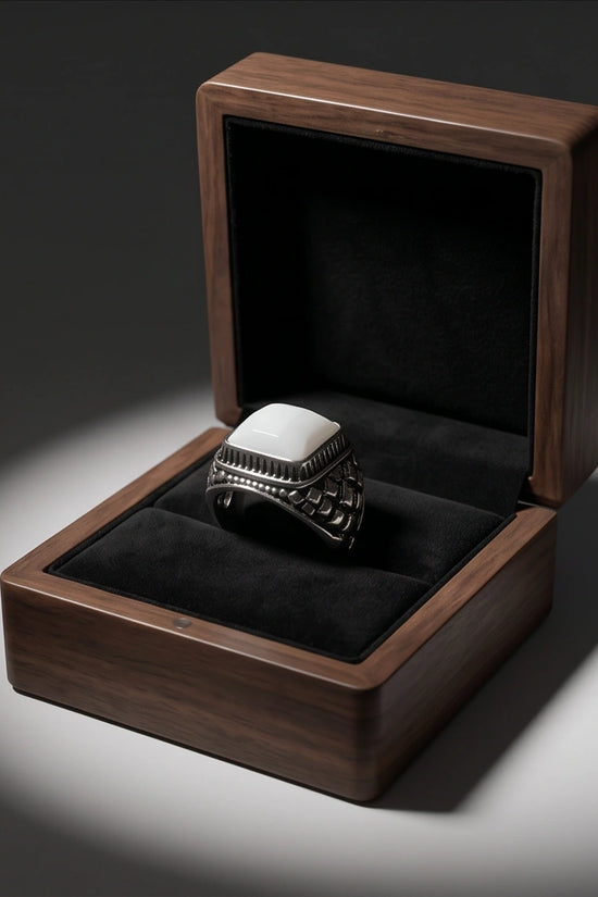 Imperial Alabaster Shield Signet Ring