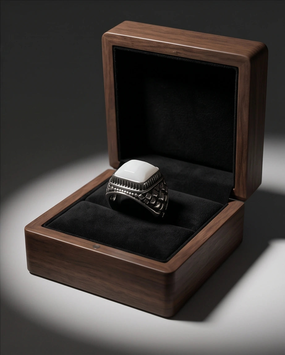 Imperial Alabaster Shield Signet Ring