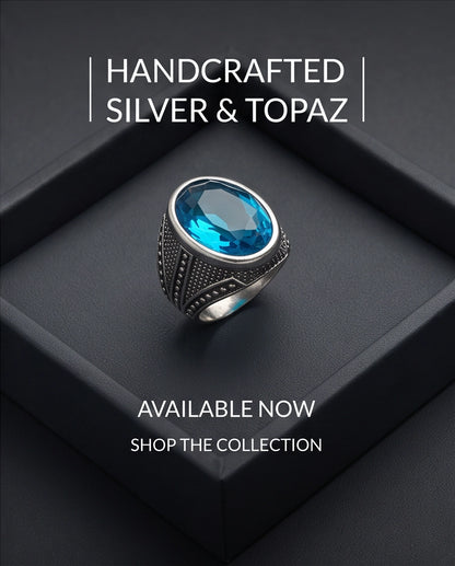 Aquamarine Gemstone Beaded Surround Chevron Stippled Silver Ring
