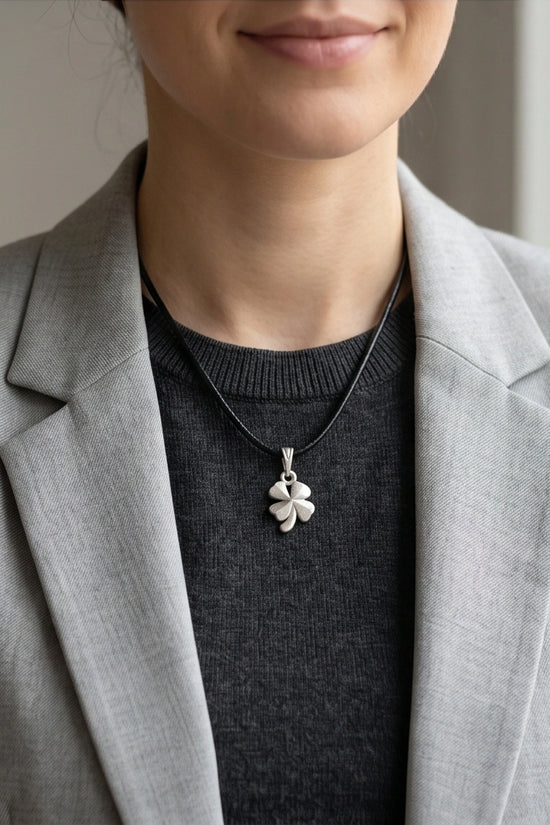 Silver Four-Leaf Clover Luck Necklace