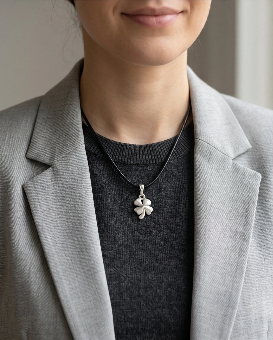 Silver Four-Leaf Clover Luck Necklace