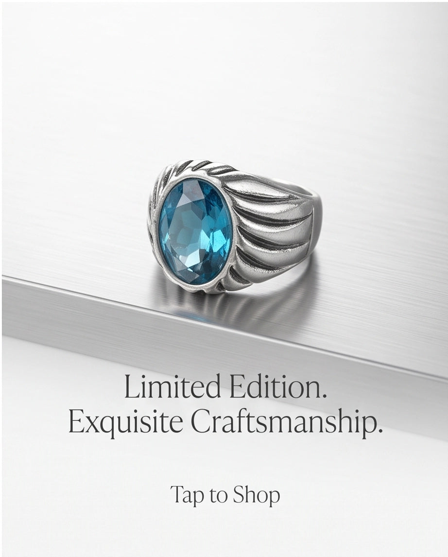 Teal Oval-Cut Gemstone Fluted Cable-Texture Silver Ring