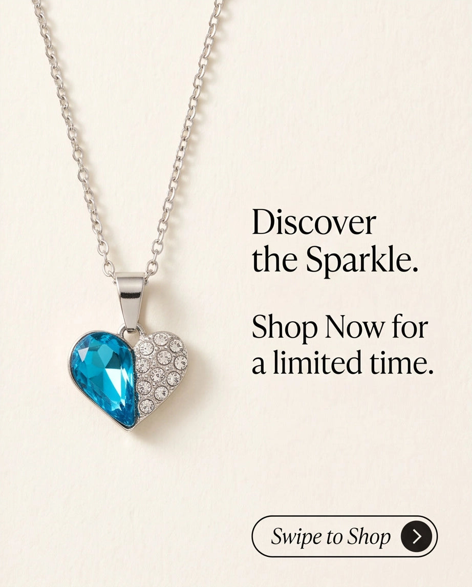 Silver Aquamarine Heart Pavé Pendant Necklace