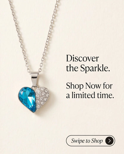 Silver Aquamarine Heart Pavé Pendant Necklace