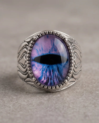 Nebula Slit-Pupil Beaded Silver Ring