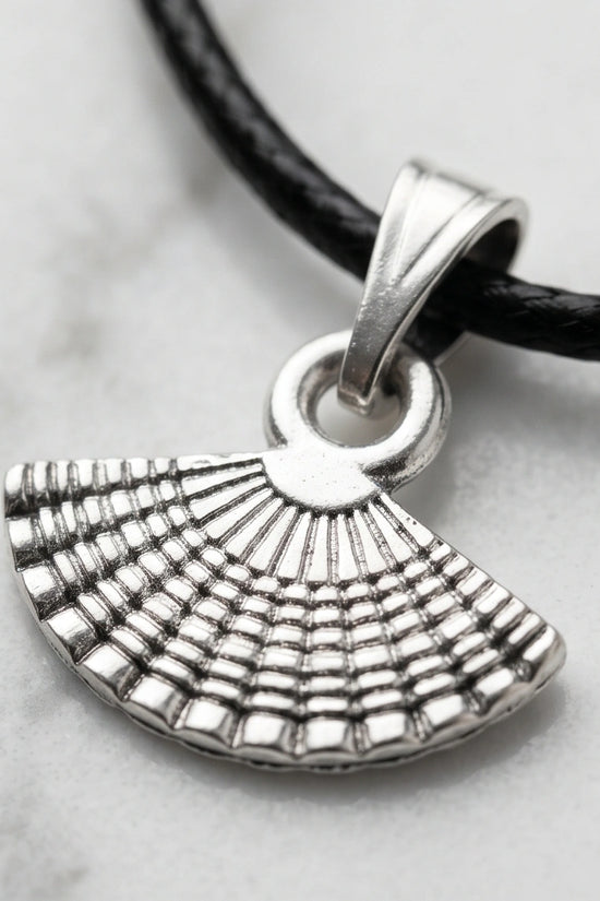 Silver Hand Fan Pendant Necklace