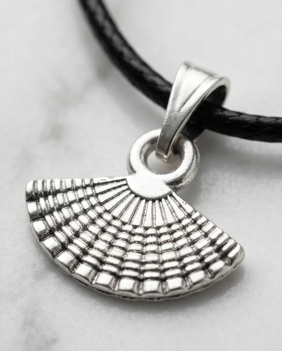 Silver Hand Fan Pendant Necklace