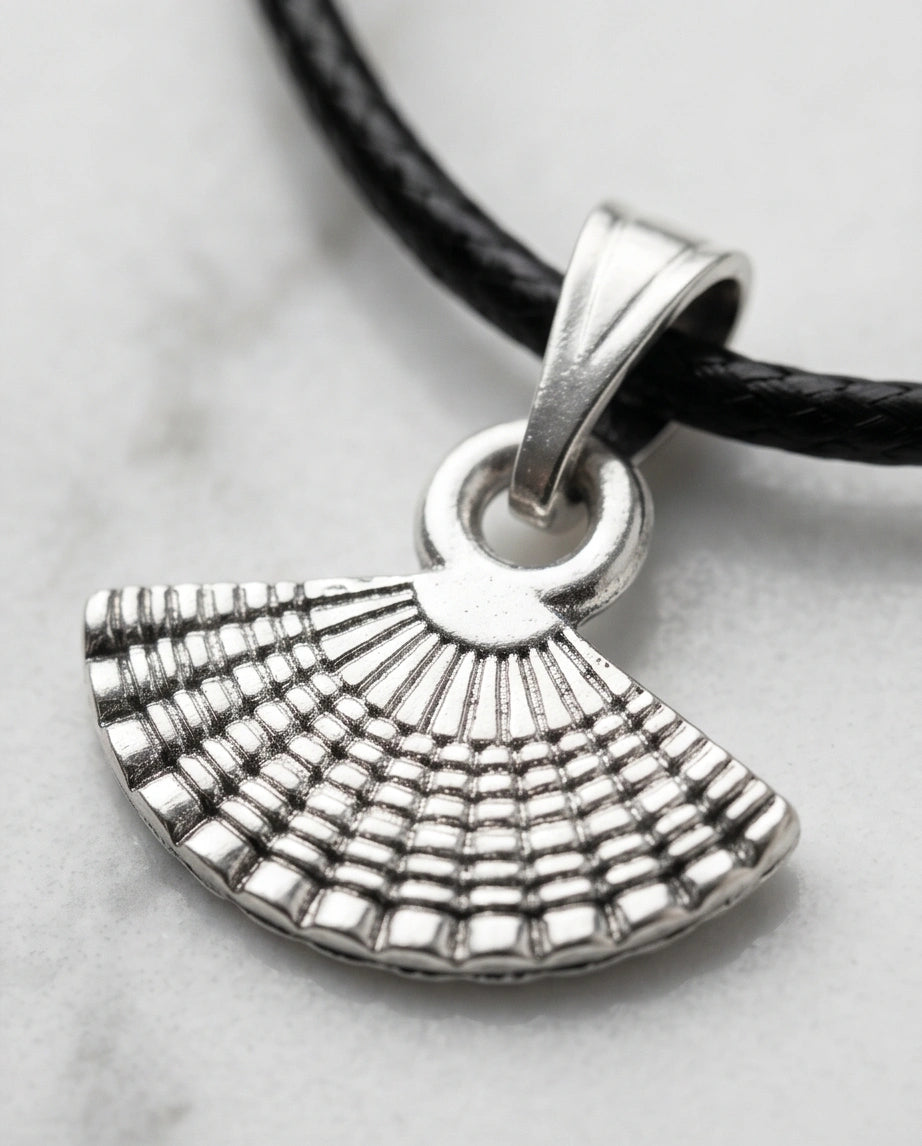 Silver Hand Fan Pendant Necklace