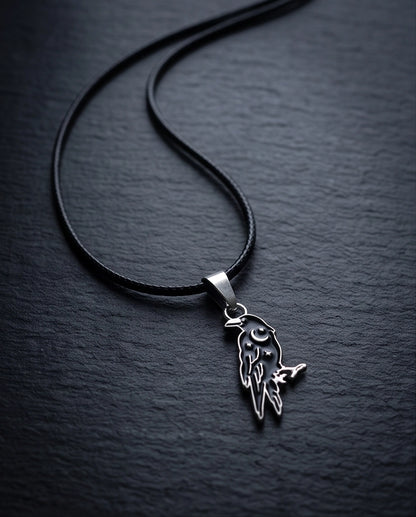 Silver Celestial Raven Pendant Necklace