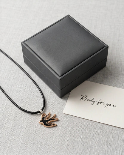 Gold and Black Soaring Swallow Necklace