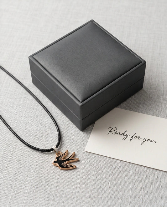 Gold and Black Soaring Swallow Necklace