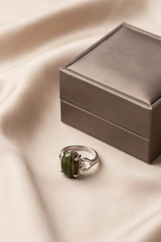 Earthy Heart Banded Agate Ring
