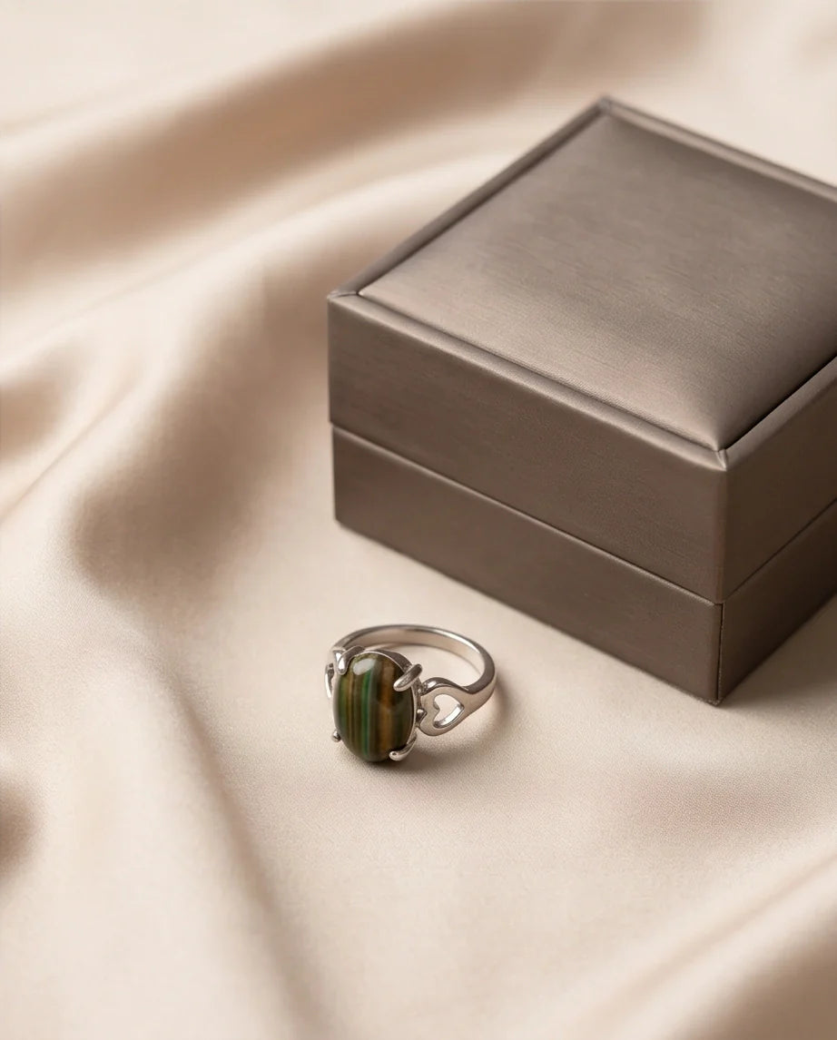 Earthy Heart Banded Agate Ring