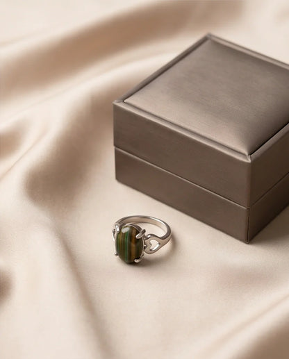 Earthy Heart Banded Agate Ring