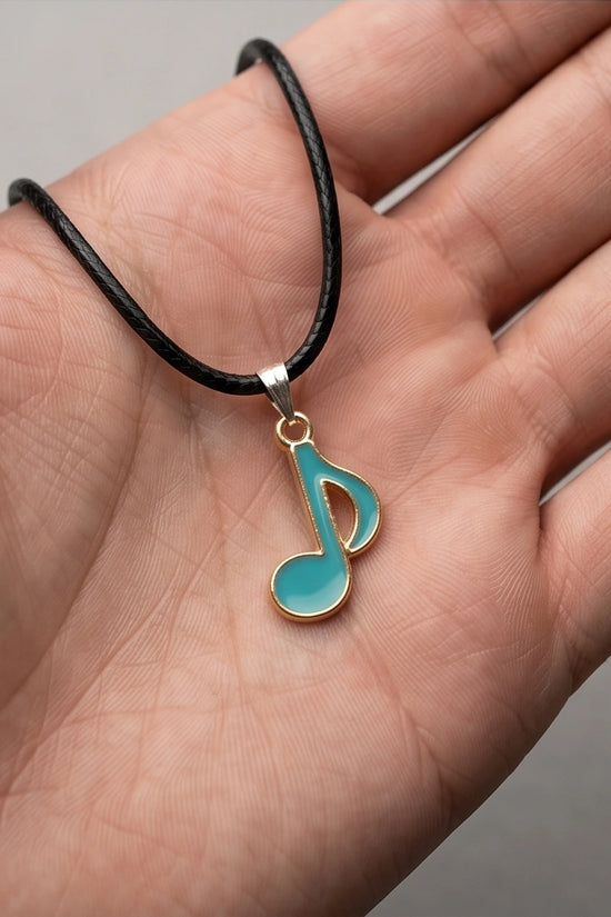Gold and Turquoise Eighth Note Necklace