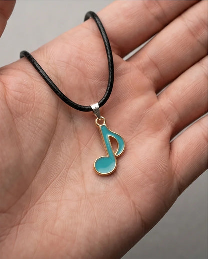 Gold and Turquoise Eighth Note Necklace