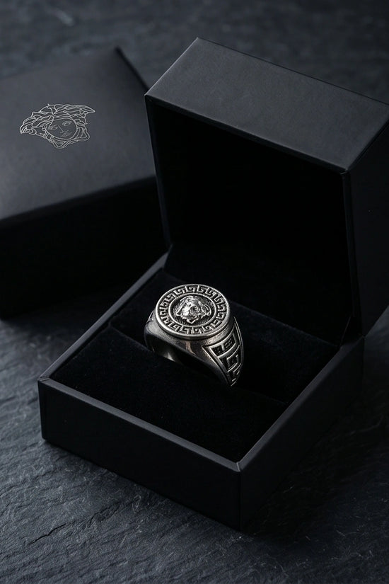 Vintage Silver Medusa Signet Ring