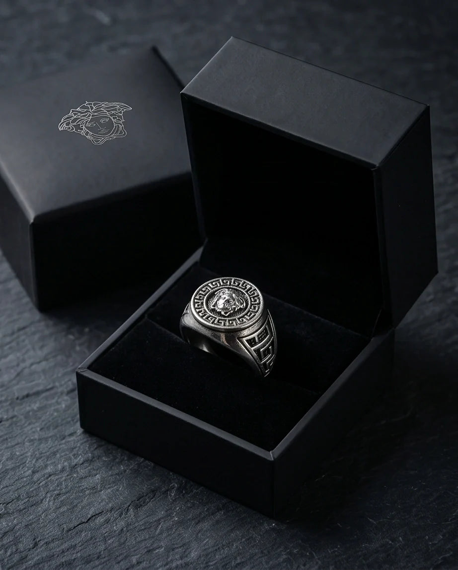 Vintage Silver Medusa Signet Ring