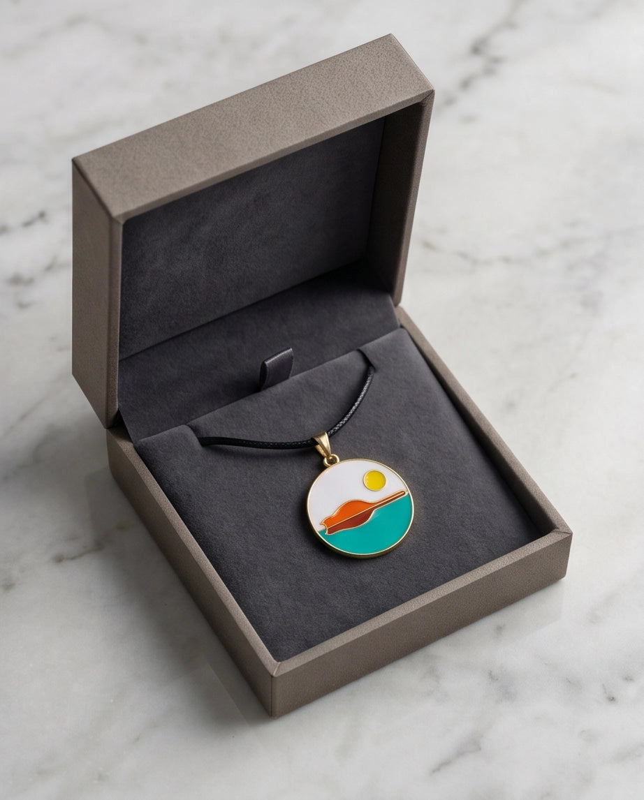 Minimalist Landscape Medallion Cord Necklace